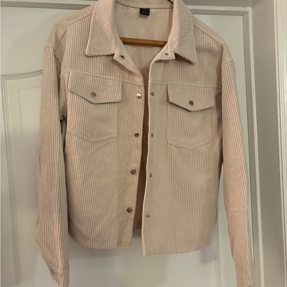 SHEIN Light Beige Corduroy Utility Jacket